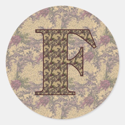 Initial F Elegant Runder Aufkleber (Vorderseite)