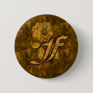 Initial F Gold Peony Button