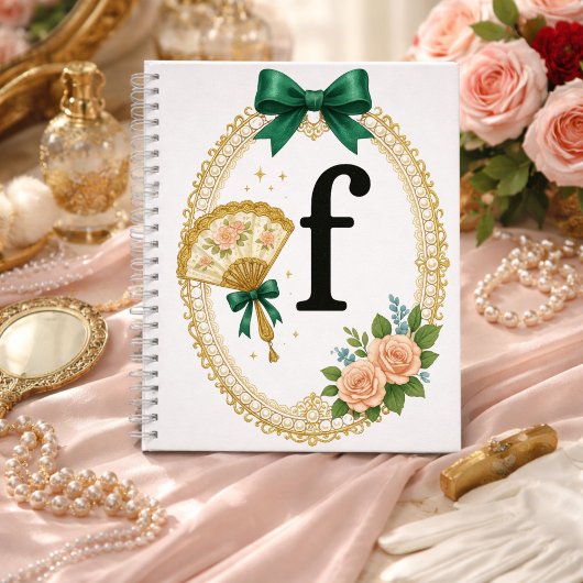 Initial F Personalized Gift Elegant Regency Notizblock