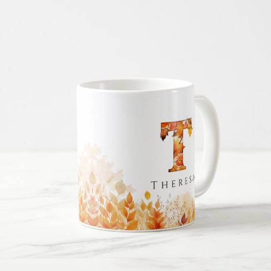 Initial Fall Foliage Letter T Kaffeetasse (VorderseiteRechts)