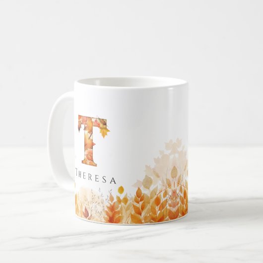 Initial Fall Foliage Letter T Kaffeetasse (Vorderseite Links)