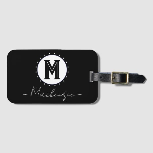 Initial Family Name Monogram Circle Gepäckanhänger (Vorderseite (Horizontal))