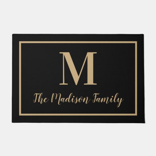 Initial für das elegante Black Tan Custom Monogram Fußmatte (Vorderseite)