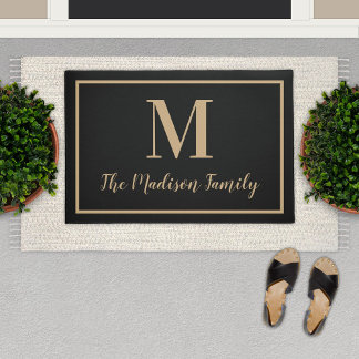 Initial für das elegante Black Tan Custom Monogram Fußmatte