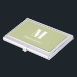 Initial für das Sage Green Modern Minimal Monogram Visitenkarten Dose<br><div class="desc">Sage Green Modern Minimal Monogram Initial Name Business Card Case mit Buchstaben und Namen der Wahl.</div>