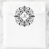 Initial für das Schwarz-weiße Scroll Monogramm von Runder Aufkleber (Tasche)