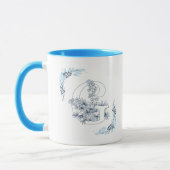 Initial "G" Blue Monogram Calm Floral Coffee Tasse (Links)