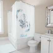 Initial "G" Blue Monogram Calm Floral Duschvorhang (Beispiel)