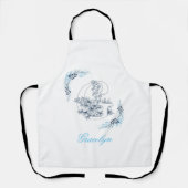Initial "G" Blue Monogram Calm Floral Schürze (Vorderseite)