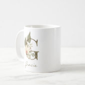 Initial G Boho Floral Orchid Greenery Individuelle Kaffeetasse (Vorderseite Links)