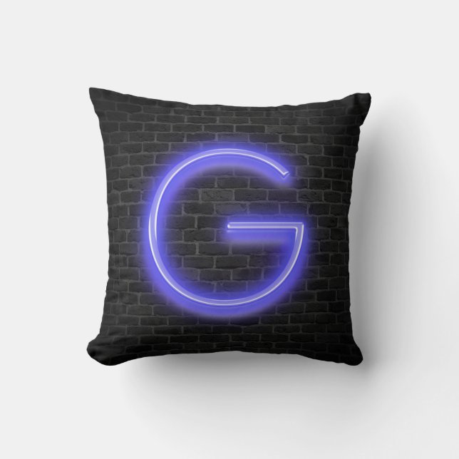 Initial G in Neon Marquee auf Brick Kissen (Vorderseite)