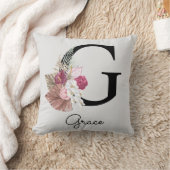 Initial G Mit Monogramm Pink Boho Floral Kissen (Decke)