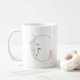 Initial G mit weich Blume Kaffee Tasse