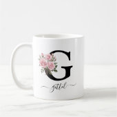 Initial G Monogramm Floral Blume Rosa Rosen Tasse (Links)