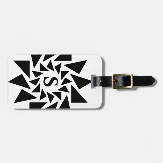 Initial-, geometrische Dreiecke ändern, Schwarz-we Gepäckanhänger (Vorderseite horizontal)