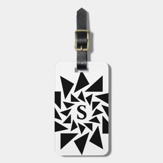 Initial-, geometrische Dreiecke ändern, Schwarz-we Gepäckanhänger (Vorderseite vertikal)
