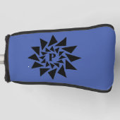 Initial-, geometrische Dreiecke, Schwarz Blau, Golf Headcover (Vorderseite)