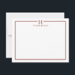 Initial Gift for Men Office Stationery Dark Red Mitteilungskarte<br><div class="desc">Dieses Design verfügt über eine dünne Doppelgrenze mit Platz für ein Monogramm und Namen/Text oben. Klicken Sie auf die Schaltfläche Anpassen, wenn Sie die Designelemente anpassen und/oder den Text weiter verändern möchten! Variationen dieses Designs, zusätzliche Farben sowie koordinierende Produkte sind in unserem Shop, zazzle.com/store/doodlelulu verfügbar. Kontaktieren Sie uns, wenn Sie...</div>