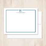 Initial Gift für Men Office Stationery Navy Blue Mitteilungskarte<br><div class="desc">Dieses Design verfügt über eine dünne Doppelgrenze mit Platz für ein Monogramm und Namen/Text oben. Klicken Sie auf die Schaltfläche Anpassen, wenn Sie die Designelemente anpassen und/oder den Text weiter verändern möchten! Variationen dieses Designs, zusätzliche Farben sowie koordinierende Produkte sind in unserem Shop, zazzle.com/store/doodlelulu verfügbar. Kontaktieren Sie uns, wenn Sie...</div>