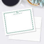 Initial Gift Men's Office Stationery Hunter Green Mitteilungskarte<br><div class="desc">Dieses Design verfügt über eine dünne Doppelgrenze mit Platz für ein Monogramm und Namen/Text oben. Klicken Sie auf die Schaltfläche Anpassen, wenn Sie die Designelemente anpassen und/oder den Text weiter verändern möchten! Variationen dieses Designs, zusätzliche Farben sowie koordinierende Produkte sind in unserem Shop, zazzle.com/store/doodlelulu verfügbar. Kontaktieren Sie uns, wenn Sie...</div>