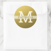 Initial Gold Glitzer Individuelle Name Monogram Runder Aufkleber (Tasche)