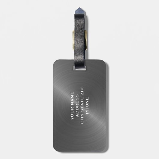 Initial graues, gebürstetes Metallisches Monogramm Gepäckanhänger (Rückseite vertikal)