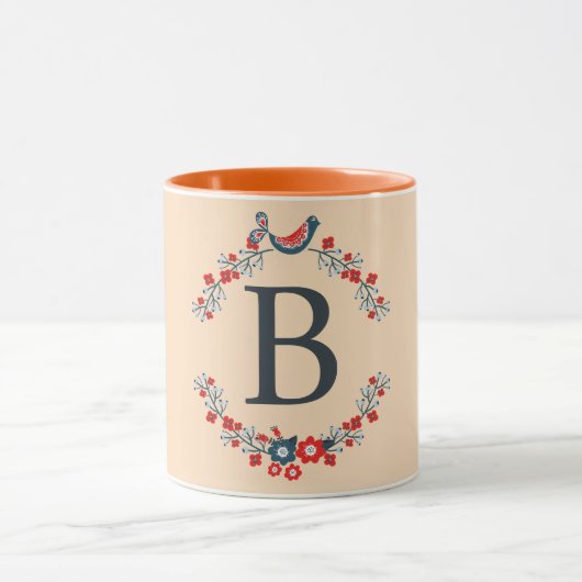 Initial graues Monogramm auf Bisken Tasse (Zentrum)