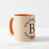 Initial graues Monogramm auf Bisken Tasse (Vorderseite Links)