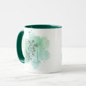 Initial H Aquarell Monogram Green Botanical Tasse (Vorderseite Links)