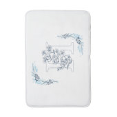 Initial "H" Blue Monogram Calm Floral Badematte (Vorderseite Vertikal)