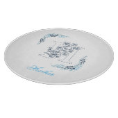 Initial "H" Blue Monogram Calm Floral Schneidebrett (Ecke)