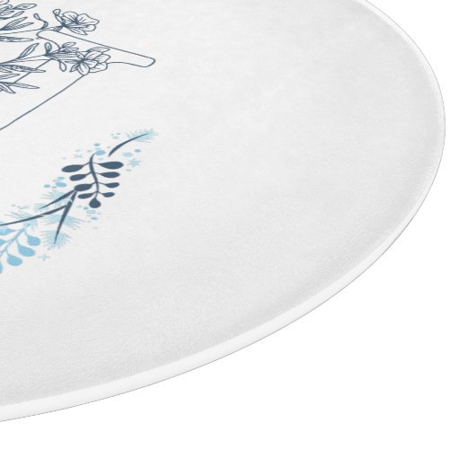 Initial "H" Blue Monogram Calm Floral Schneidebrett (Ecke)