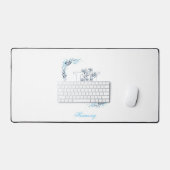 Initial "H" Blue Monogram Calm Floral Schreibtischunterlage (Tastatur & Maus)