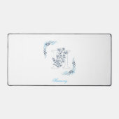 Initial "H" Blue Monogram Calm Floral Schreibtischunterlage (Vorderseite)
