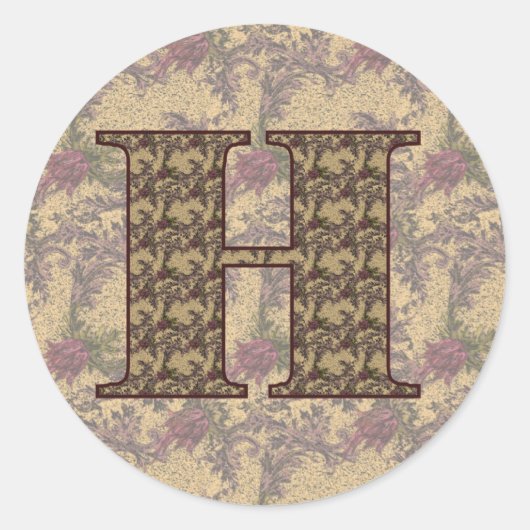 Initial-H-Elegant Runder Aufkleber (Vorderseite)