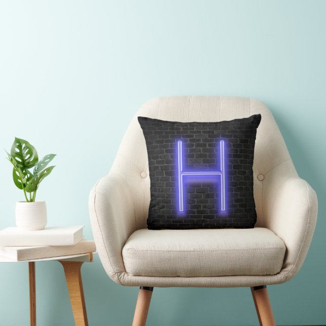 Initial H in Neon Marquee auf Brick Kissen (Stuhl )
