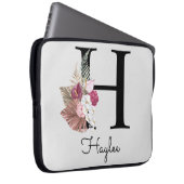 Initial H Mit Monogramm Pink Boho Floral Laptopschutzhülle (Vorne Rechts)