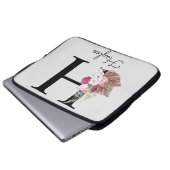 Initial H Mit Monogramm Pink Boho Floral Laptopschutzhülle (Vorne Knopf)