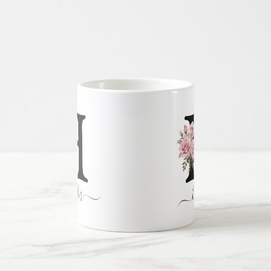 Initial H Monogram Floral Blume Rosenrosen Tasse (Mittel)
