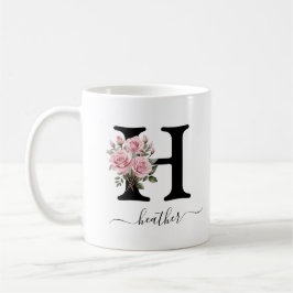 Initial H Monogram Floral Blume Rosenrosen Tasse
