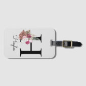 Initial H Monogram Pink Boho Girly Floral Gepäckanhänger (Vorderseite (Horizontal))