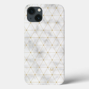 Initial hinzufügen   Geometrischer weißer Marmor a Case-Mate iPhone Hülle