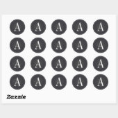 Initial-Hochzeitsticker für Schwarze Monogramm Runder Aufkleber (Blatt)