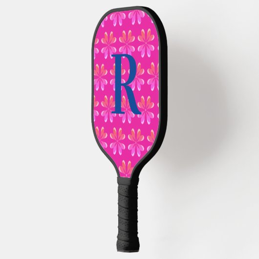 Initial Hot Pink Retro Pickleball Schläger (Links)