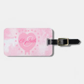 Initial hübsch rosa Individuelle Name Monogramm Gepäckanhänger (Vorderseite horizontal)