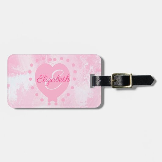 Initial hübsch rosa Individuelle Name Monogramm Gepäckanhänger (Vorderseite horizontal)