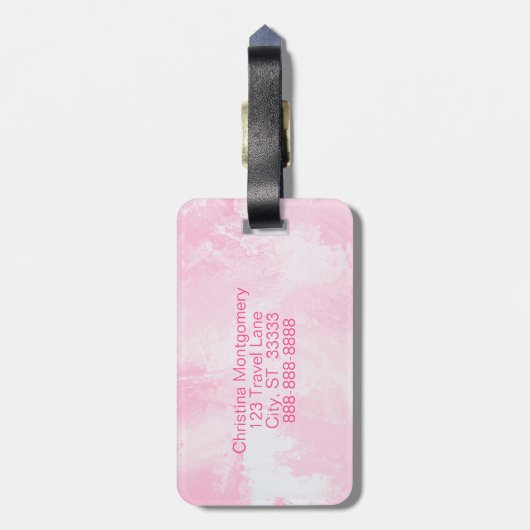 Initial hübsch rosa Individuelle Name Monogramm Gepäckanhänger (Rückseite vertikal)