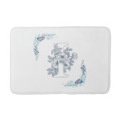 Initial "I" Blue Monogram Calm Floral Badematte (Vorderseite)