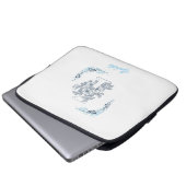 Initial "I" Blue Monogram Calm Floral Laptopschutzhülle (Vorne Knopf)