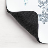 Initial "I" Blue Monogram Calm Floral Mousepad (Ecke)